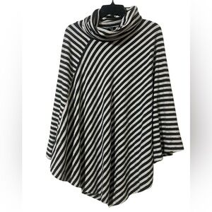 Shannon Passero gray and black striped super soft and cozy poncho